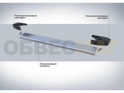 Пороги алюминиевые Rival Silver New для Ford Ecosport 2014-2018